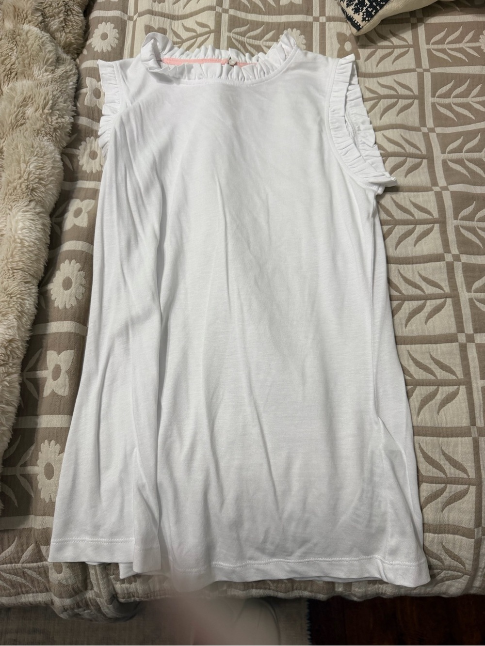 Boden White Ruffle Sleeve Tank Top